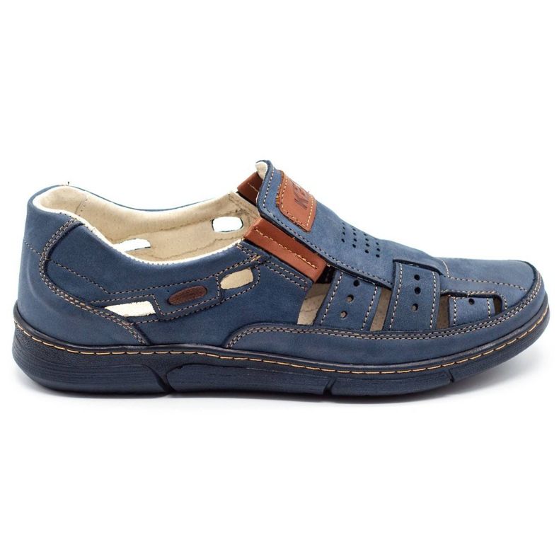 Olivier Zapatos de hombre calados 601 para verano azul marino