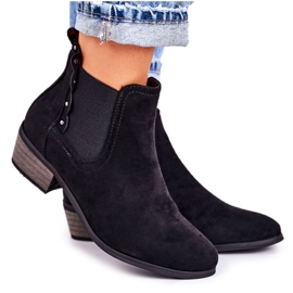 J. Star Botas Chelsea clásicas para mujer Botas Walker negras de gamuza negro