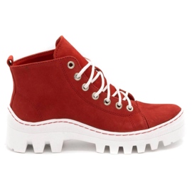 Polbut Botas de mujer de piel D1 rojo