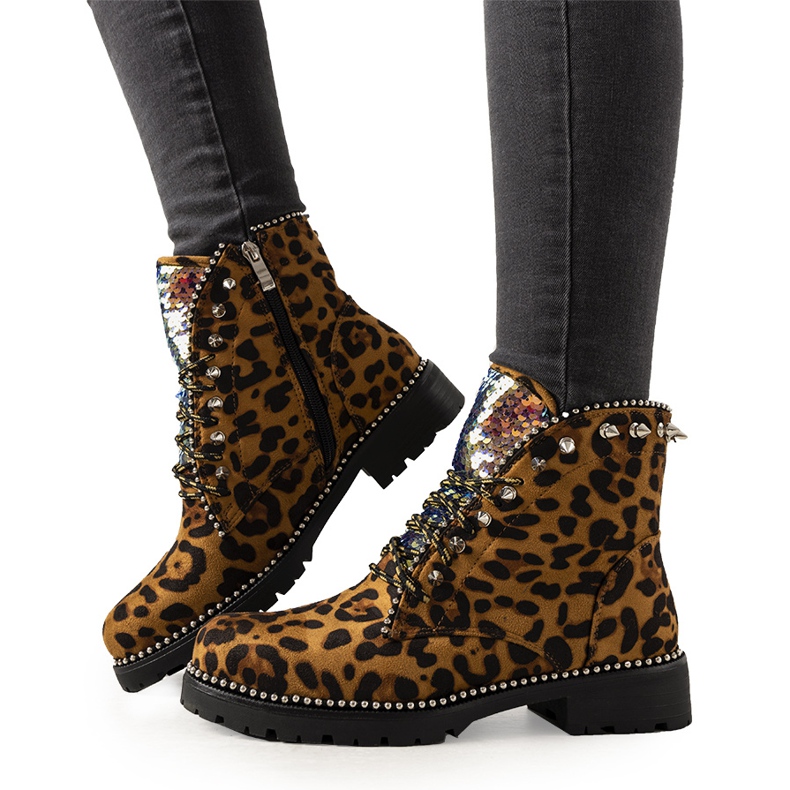 Botas marrones con estampado de leopardo Edesa marrón negro Botas marrones con estampado de leopardo Edesa marrón negro