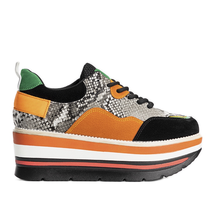 Zapatillas negras con suela alta negro naranja gris