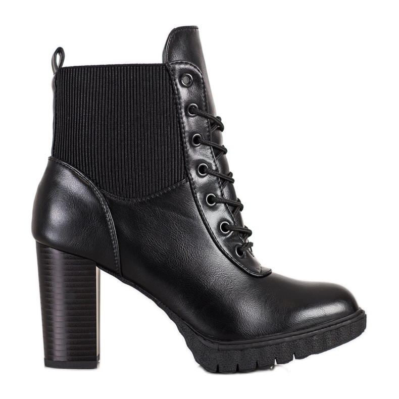 Super Mode Botas negras con cordones en tacones altos negro Super Mode Botas negras con cordones en tacones altos negro