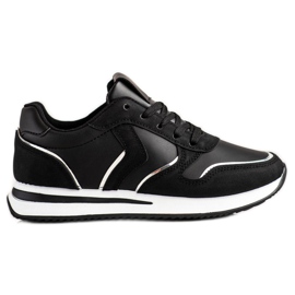 SHELOVET Calzado deportivo de cuero ecológico negro