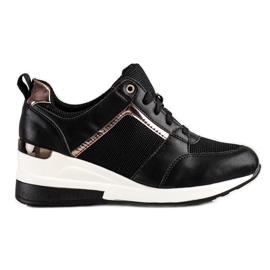 Sweet Shoes Zapatillas de cuña con malla negro