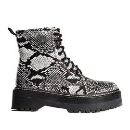 Botas negras con estampado de piel de serpiente Deross blanco negro