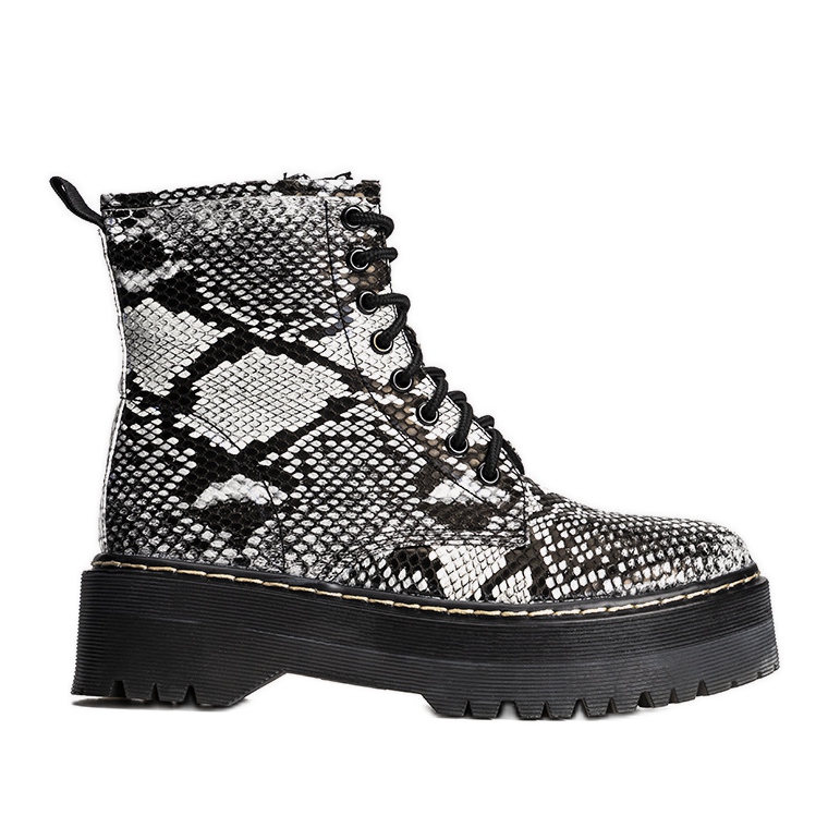 Botas negras con estampado de piel de serpiente Deross blanco negro