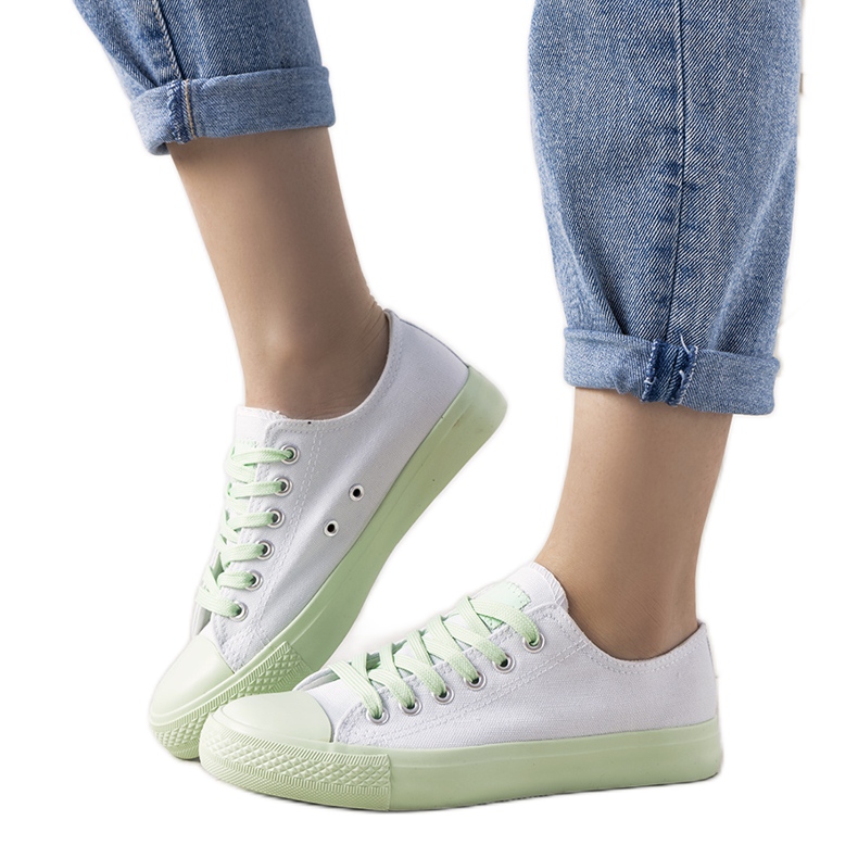 Zapatillas de mujer senor blancas y verdes blanco