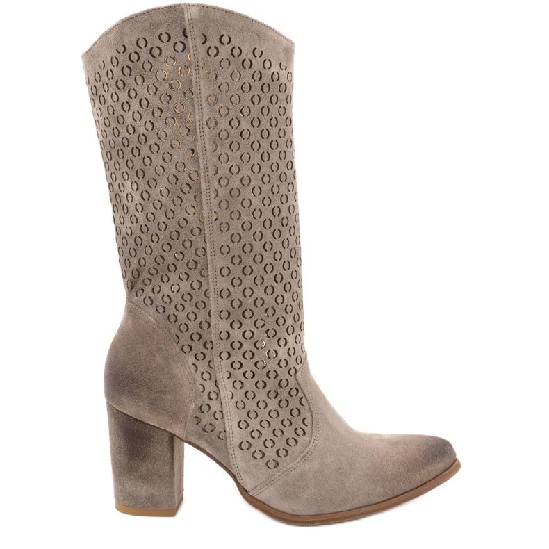 Exousite Botas mujer piel calada tacones altos 1224 gris Exousite Botas mujer piel calada tacones altos 1224 gris
