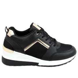 Negro AD-349 Zapatilla deportiva cuña negra