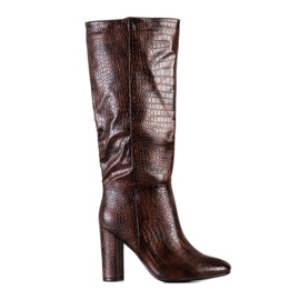 Seastar Botas con estampado de serpiente marrón