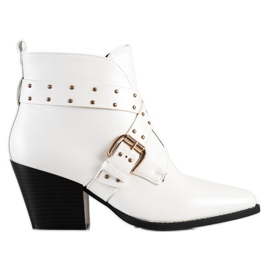 Lucky Shoes Botas de rock en el poste blanco
