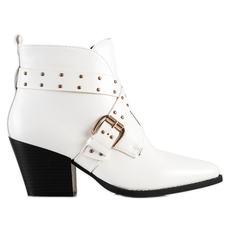 Lucky Shoes Botas de rock en el poste blanco Lucky Shoes Botas de rock en el poste blanco