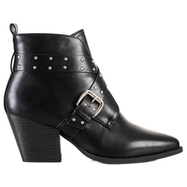 Lucky Shoes Botas de rock en el poste negro Lucky Shoes Botas de rock en el poste negro