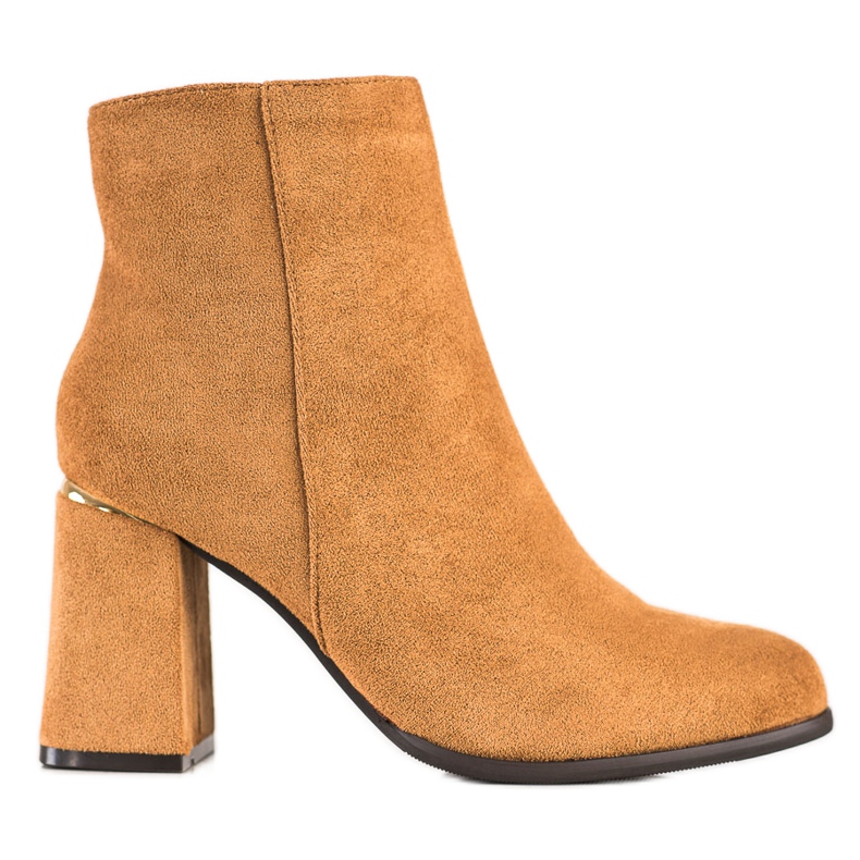 SHELOVET Botas de ante de tacón alto marrón