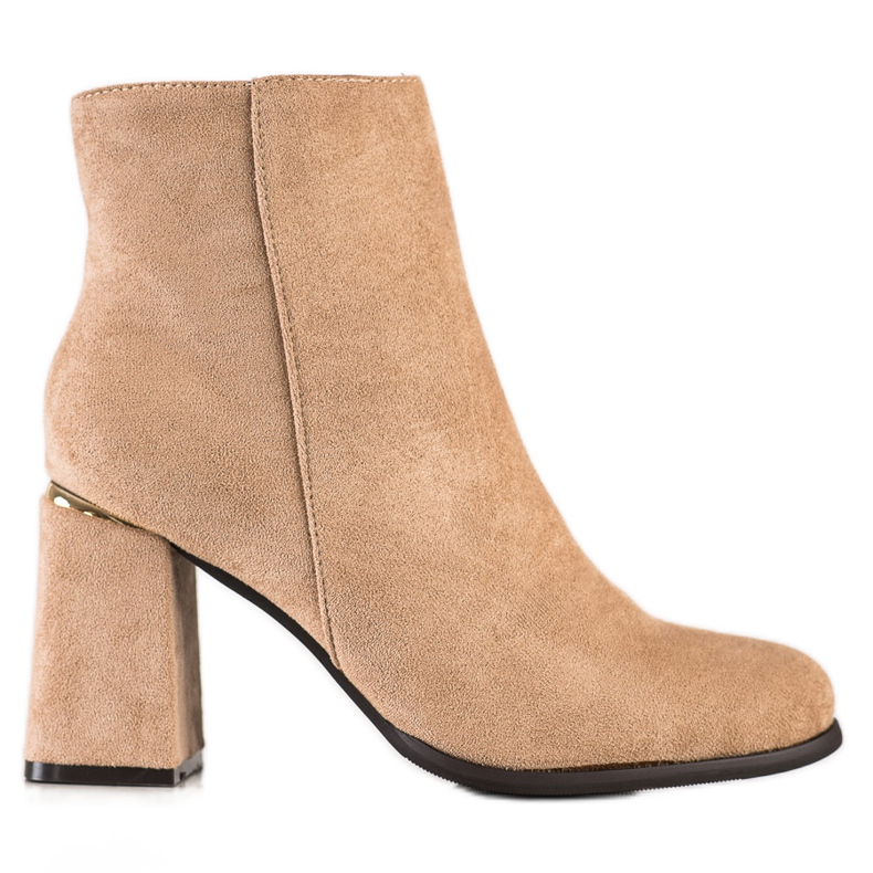 SHELOVET Botas de ante de tacón alto beige
