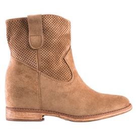 SHELOVET Botas de vaquero en una cuña marrón