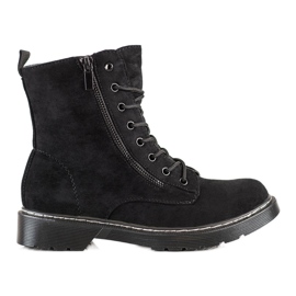 SHELOVET Tramperos negros con cremallera decorativa