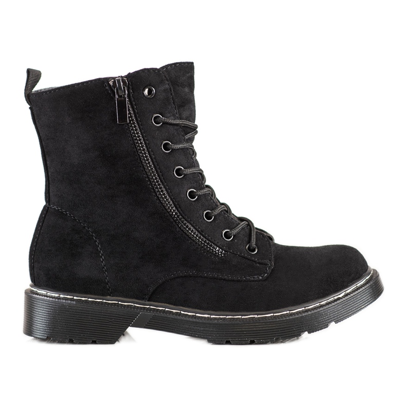 SHELOVET Tramperos negros con cremallera decorativa