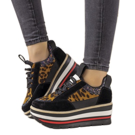 Deportivas negras con suela alta Debbi marrón negro