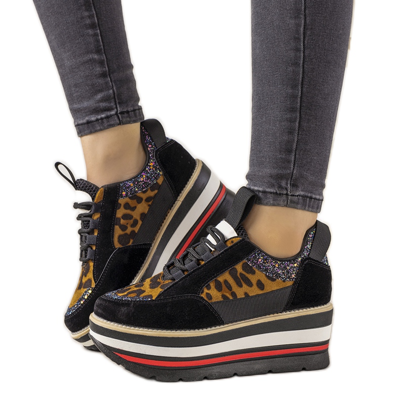 Deportivas negras con suela alta Debbi marrón negro