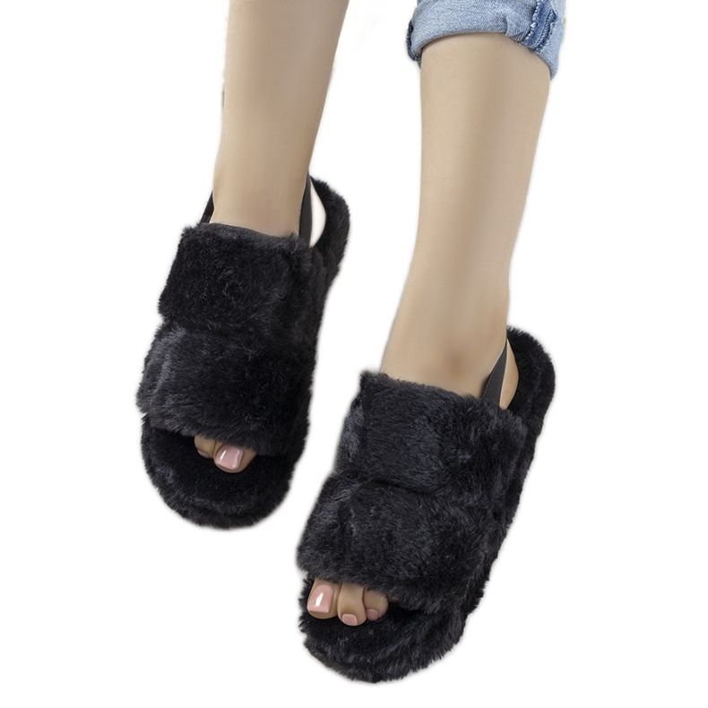 Zapatillas de mujer negras con banda elástica y ribete de piel Rosales negro