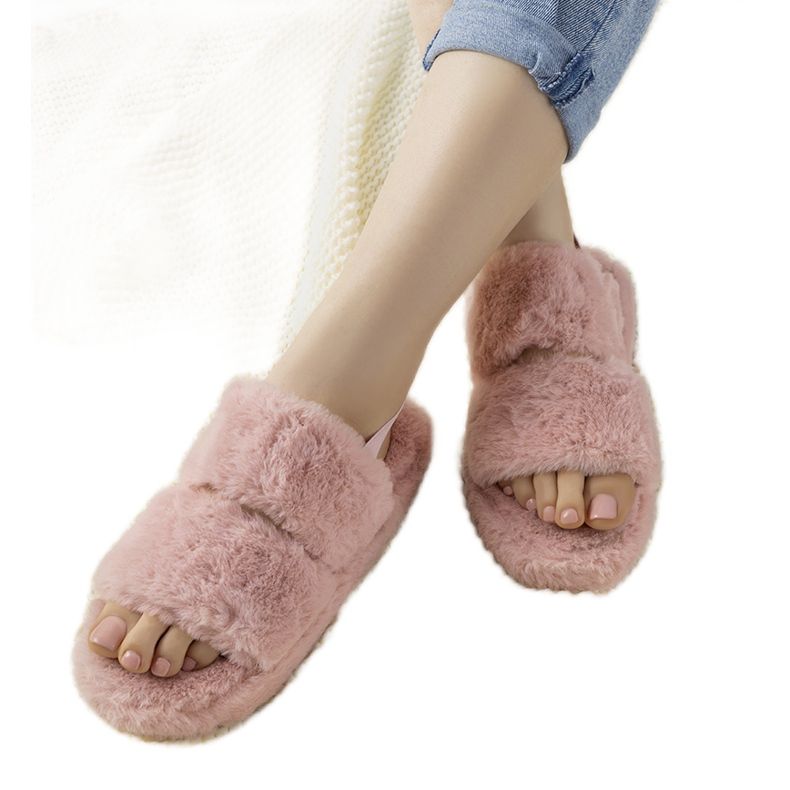 Zapatillas de mujer rosa con goma elástica y pelo Rosales rosado Zapatillas de mujer rosa con goma elástica y pelo Rosales rosado