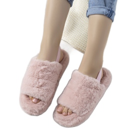 Zapatillas de mujer rosa con goma elástica y pelo Fierro rosado