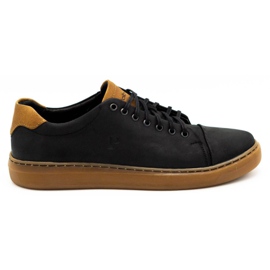 Polbut Zapato piel hombre 2109 negro con marron marrón