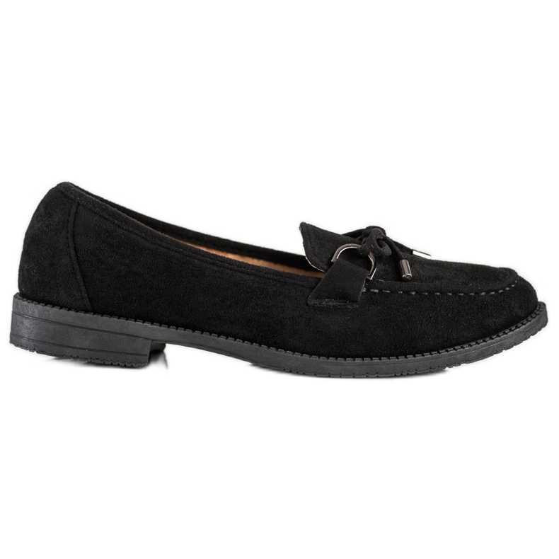 SHELOVET Mocasines de ante con lazo negro