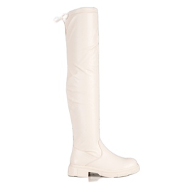 Seastar Botas beige de moda con cuero ecológico