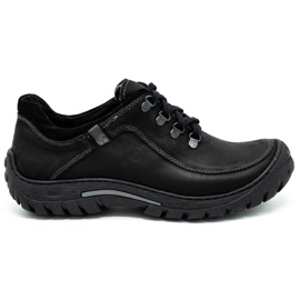 KOMODO Zapatos trekking hombre piel 917K negro