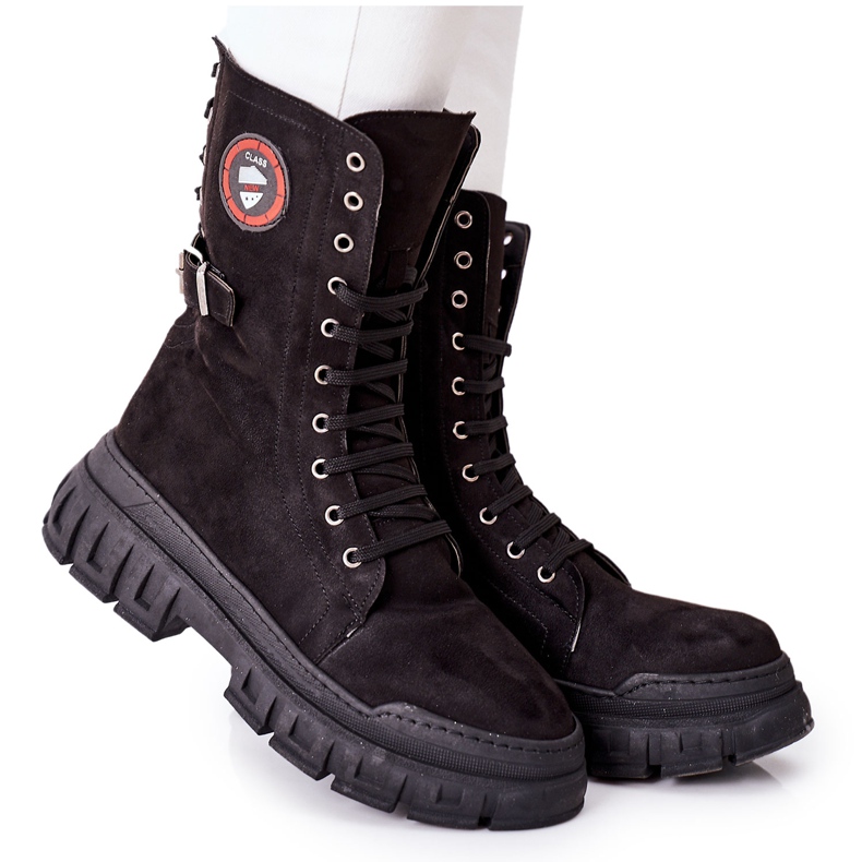 NAVY DOT Botas de Mujer Trappers Workers Negro Monope