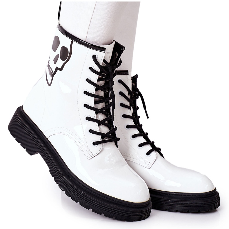 Botas de Mujer con Calavera GOE II2N4048 Blanco