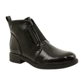 Botines de charol con estampado animal Sergio Leone BT400 Negro