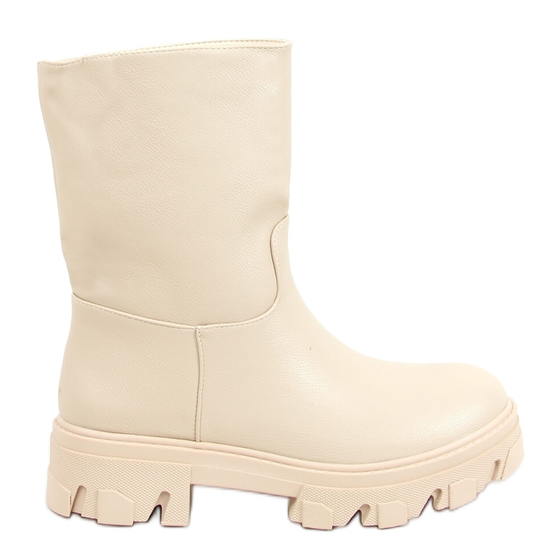 Botas beige con parte superior recta QT19P Beige