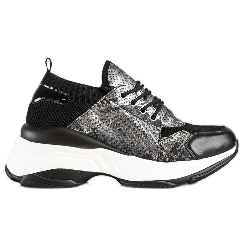 SHELOVET Zapatillas slip-on con estampado de serpiente negro