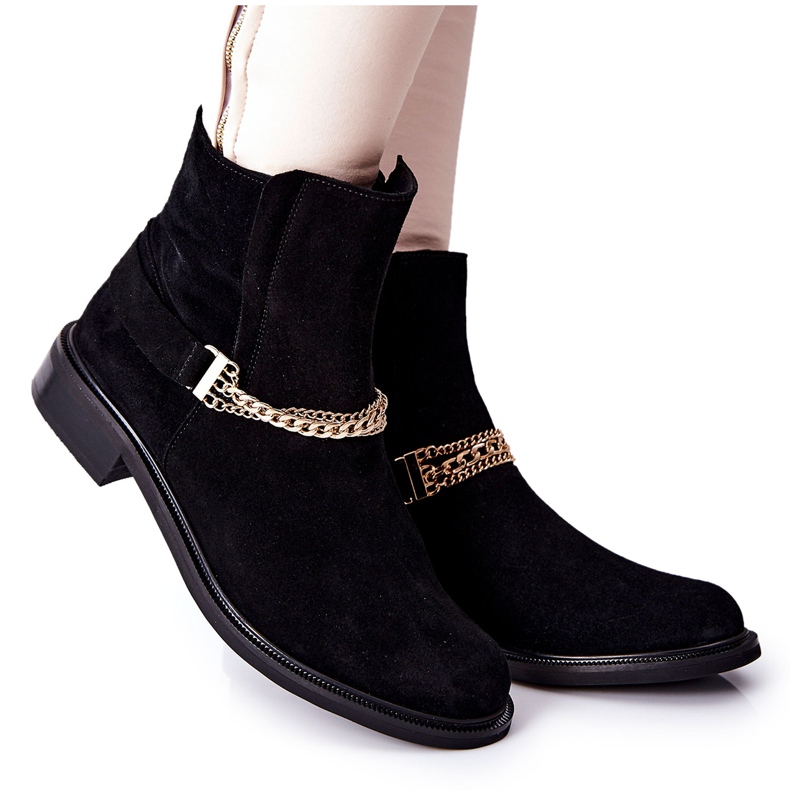 Botas de piel para mujer Nicole Black Dome negro