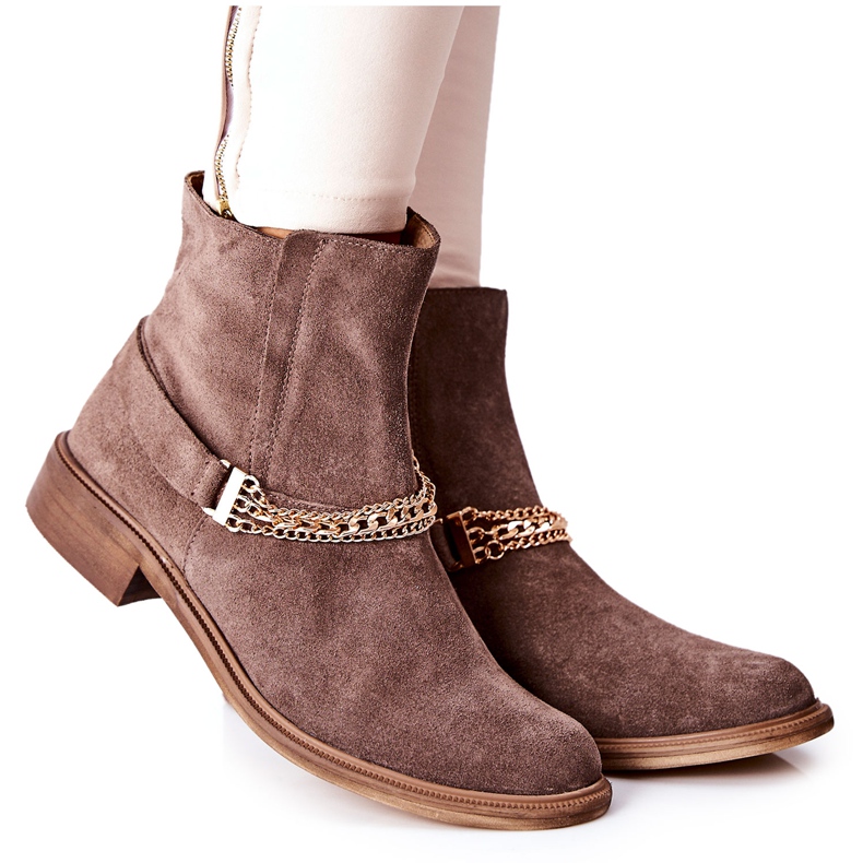 Botas de piel para mujer Nicole Brown Dome marrón
