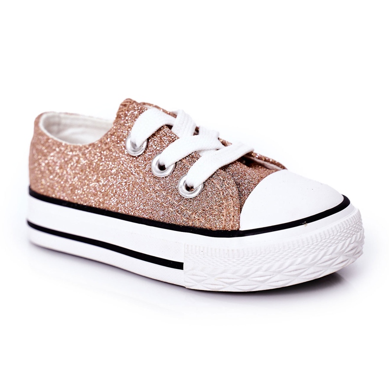 Zapatillas de niños con purpurina rosa dorada Bling-Bling dorado