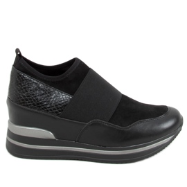 Negro RQ302 Zapatilla deportiva cuña negra