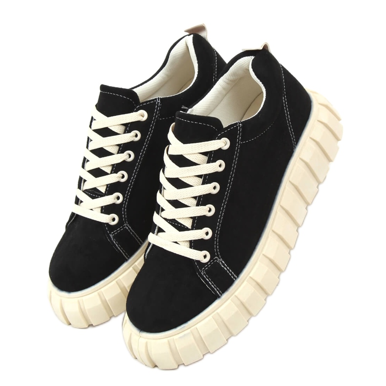 Zapatillas negras con suela gruesa 85-737 Negro