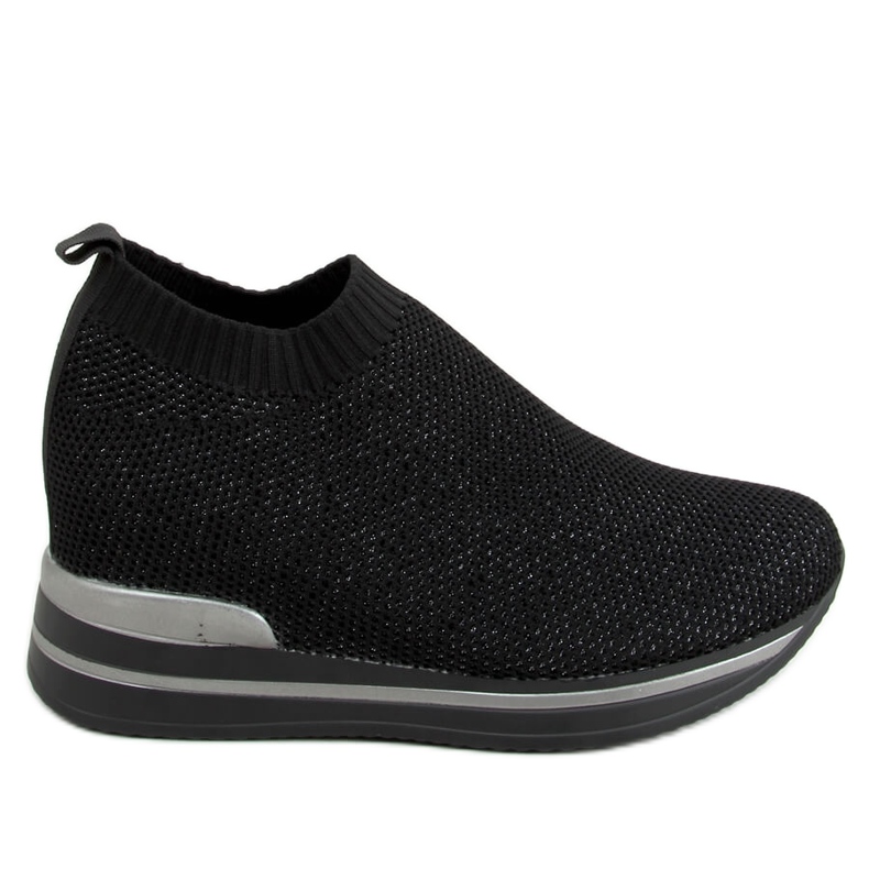 Negro RQ316 Zapatilla deportiva cuña negra