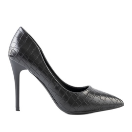 Stilettos de piel de cocodrilo negro ébano