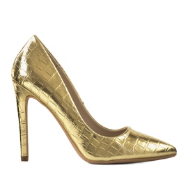 Zapatos de salón dorados con tacón de aguja Thrower Zapatos de salón dorados con tacón de aguja Thrower