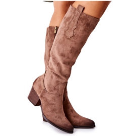 Vinceza Botas De Mujer Con Tacón Alto Ante Beige Sillogue