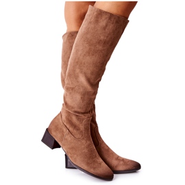 Vinceza Botas De Mujer Con Tacón Alto Ante Beige Bolea