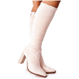 PS1 Botas Calientes Mujer Punta Dorada Beige Puentos