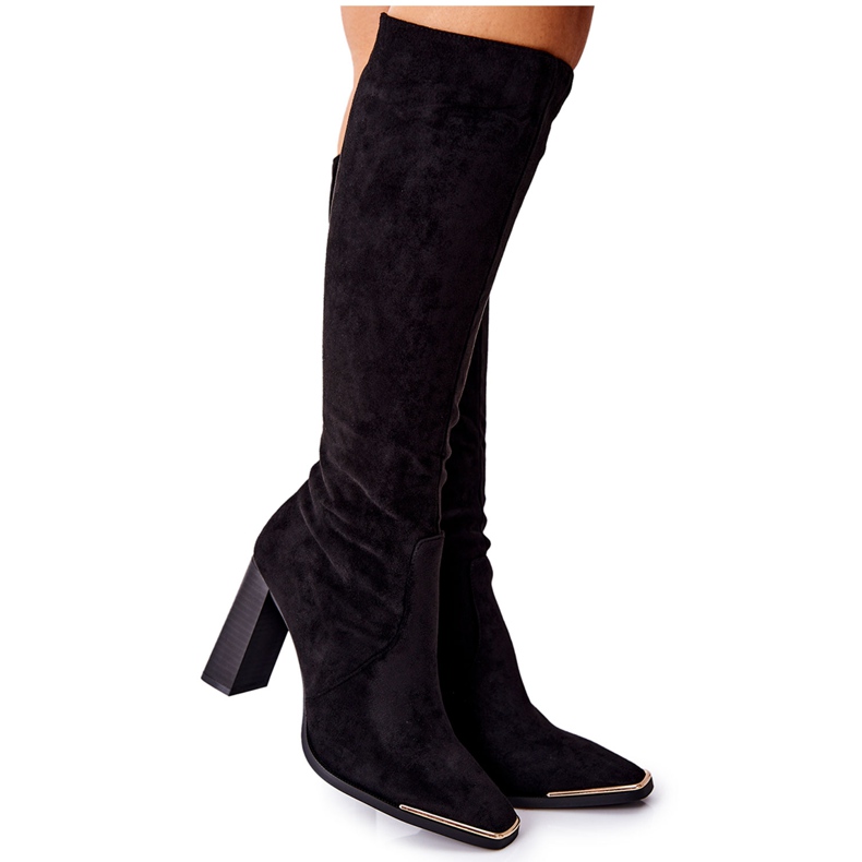 PS1 Botas Calientes Mujer Punta Dorada Negro Puentos