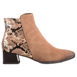 Botas con inserto VINCEZA con estampado de serpiente marrón