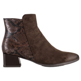 Botas con inserto VINCEZA con estampado de serpiente marrón